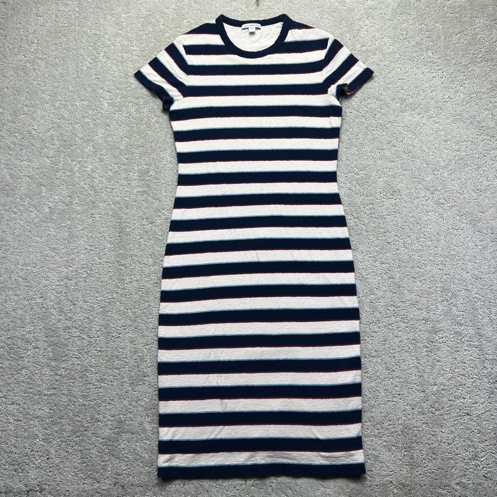 James‎ Perse Standard T-Shirt Dress Womens Size 1 Navy White Striped Cotton USA